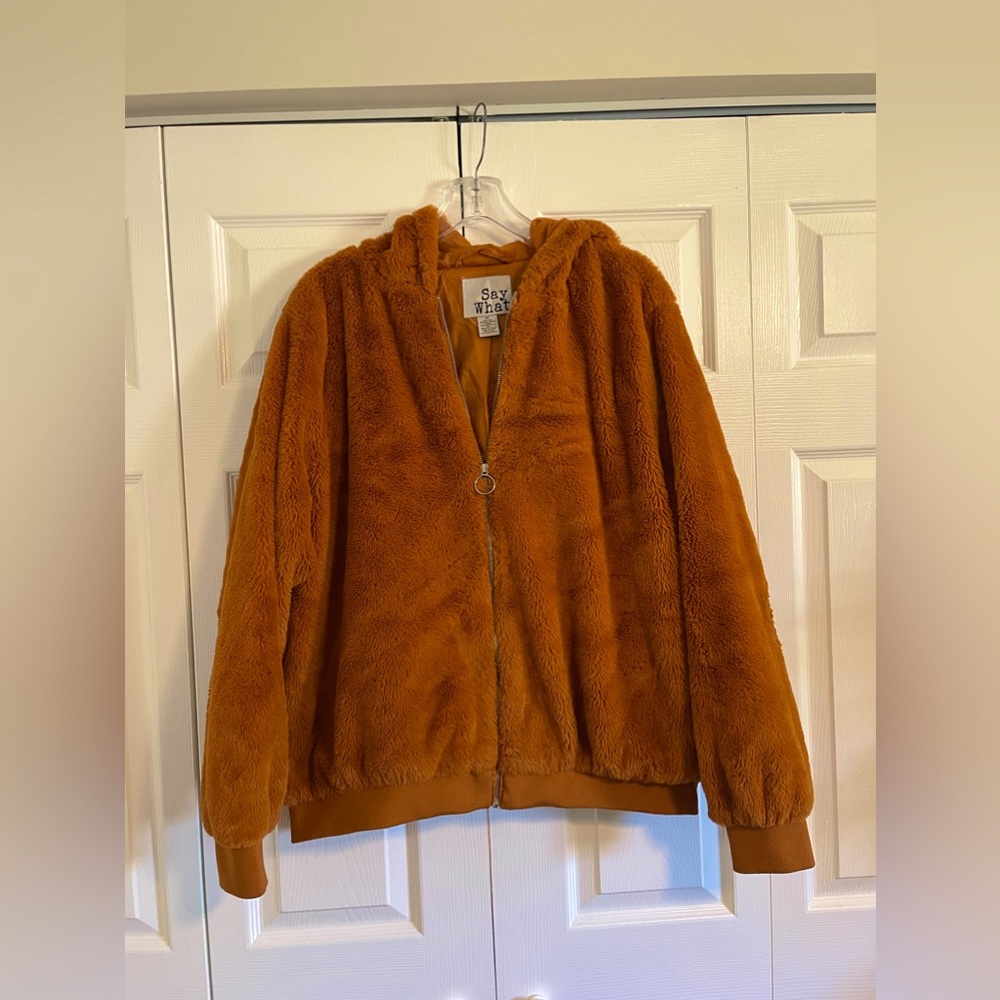 Say What? Faux Fur Jacket - worn once  Women | Color: Brown | Size: 3X